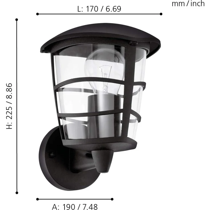 Eglo 93097 Aussenleuchte ALORIA schwarz, E27 max. 1X40W L:17cm H:22,5cm – Bild 3