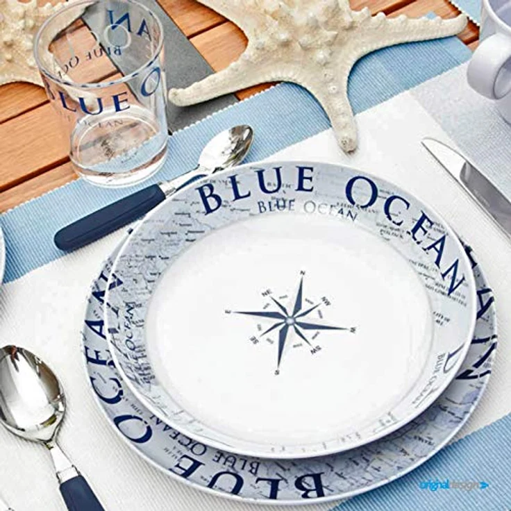 BRUNNER Geschirr-Set BRUNNER Melamin Campinggeschirr Set BLUE OCEAN (8, 12, 16, 36-Teile) (16-tlg) – Bild 7