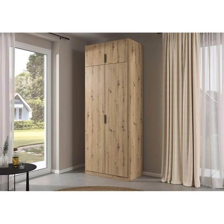 Rauch Möbel Lagoa, Kleiderschrank, Garderobe für Schlafzimmer, Kinderzimmer, Jugendzimmer 4-türig, mit Zubehör Classic, Farbe Eiche Artisan, Holz, Breite 91 – Bild 2