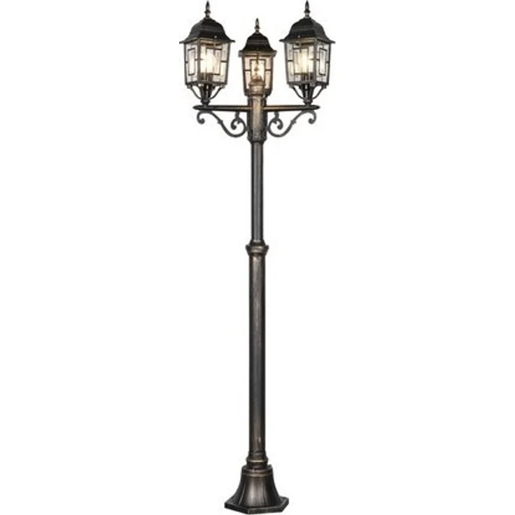 Antike LED Mastleuchte 3-flammig aus Aluminium Rostoptik, Höhe 200cm – Bild 4