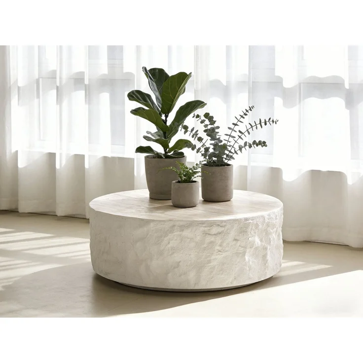WILLIAMSPACE Couchtisch Column Runder Couchtisch aus Fiberglas mit Steinoptik (1 St) – Bild 4