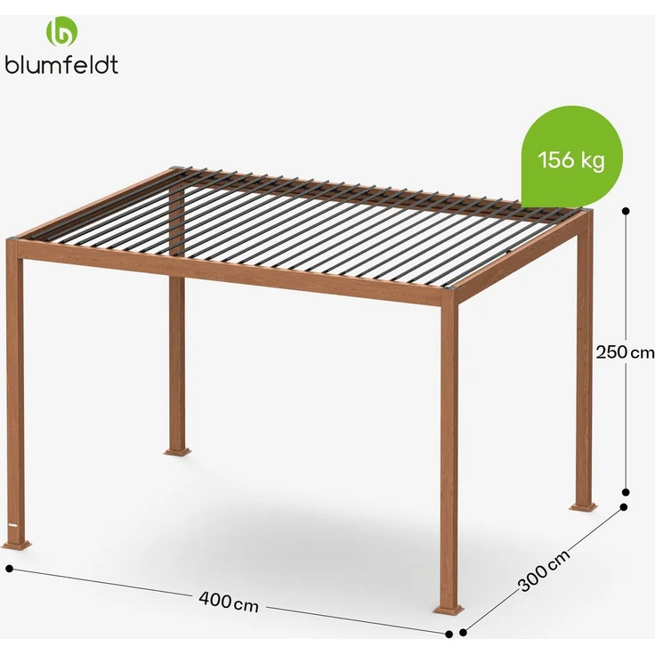 Blumfeldt Pergola 3x4 m - Verstellbares Lamellendach, UV-Schutz, Aluminium-Rahmen, Rostfrei, Wetterfest, Ideal Für Terrasse & Garten, Ganzjährig Nutzbar – Bild 6