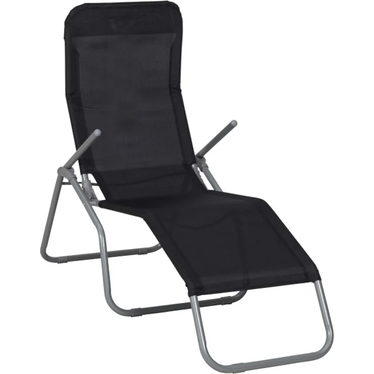 Wellnessliege XXL, schwarz, Stahl/Textil – Bild 1