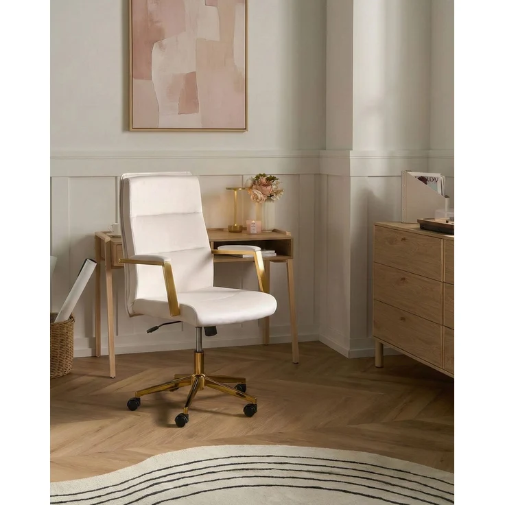 Chefsessel DEMURE Samtstoff Hellbeige – Bild 3