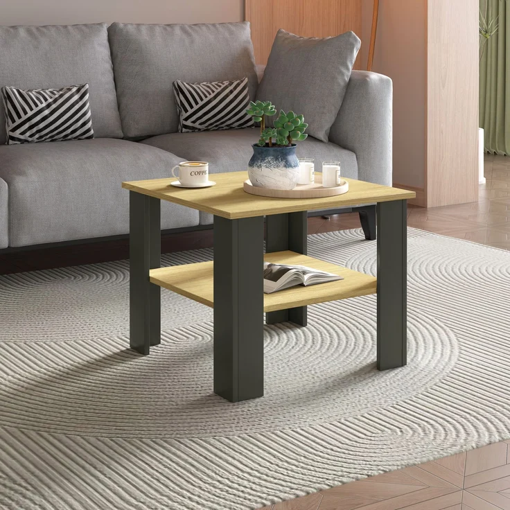 VCM Beistelltisch & Couchtisch Rolas 921267 Weiß / Anthrazit H. 44 x B. 55 x T. 55 cm – Bild 3