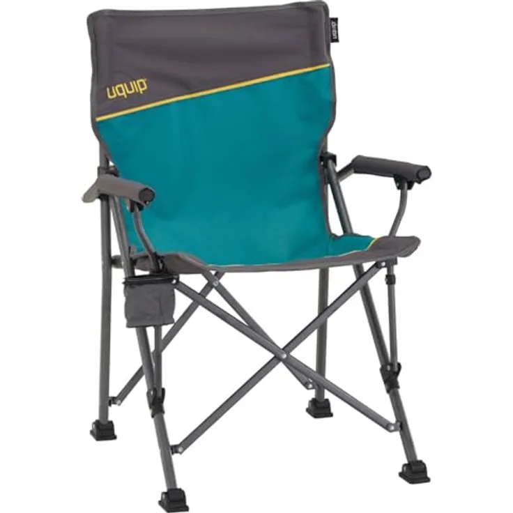Uquip Campingstuhl Roxy Strandstuhl Faltstuhl Klappstuhl Faltbar Stahl 120 kg Blue/grey, Hochwertiger Stuhl mit hoher Rückenlehne und Getränkehalter