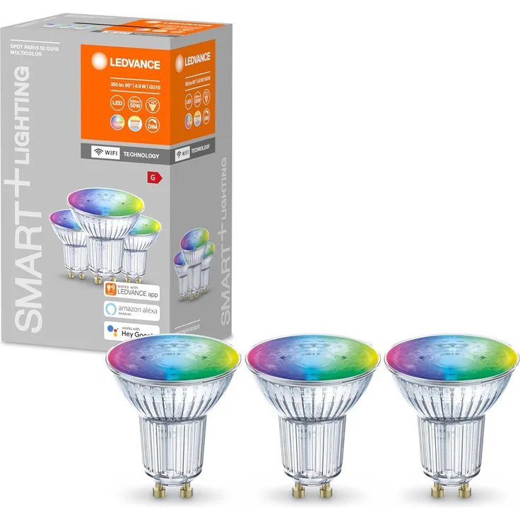 LEDVANCE 3x Wifi SMART+ LED Lampe Spot RGBW mehrfarbig (ex 32W) 5W / 2700-6500K GU10 3er