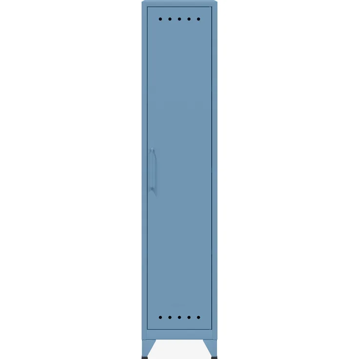 Bisley Fern Locker Garderobenschrank mit drei festen Fachböden, aus hochwertigem, nachhaltigem Stahl hergestellt, 16 mm große Design Lüftungslöcher auf allen Türen, moderner und industrieller Flair, mit integrierten Füßen, H 1800 x B 380 x T 510 mm, Fa...
