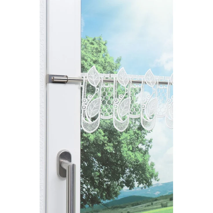 Scheibengardine Plauener Spitze Blättergirlande #1W (Bx H) 92cm * 17cm weiß – Bild 4
