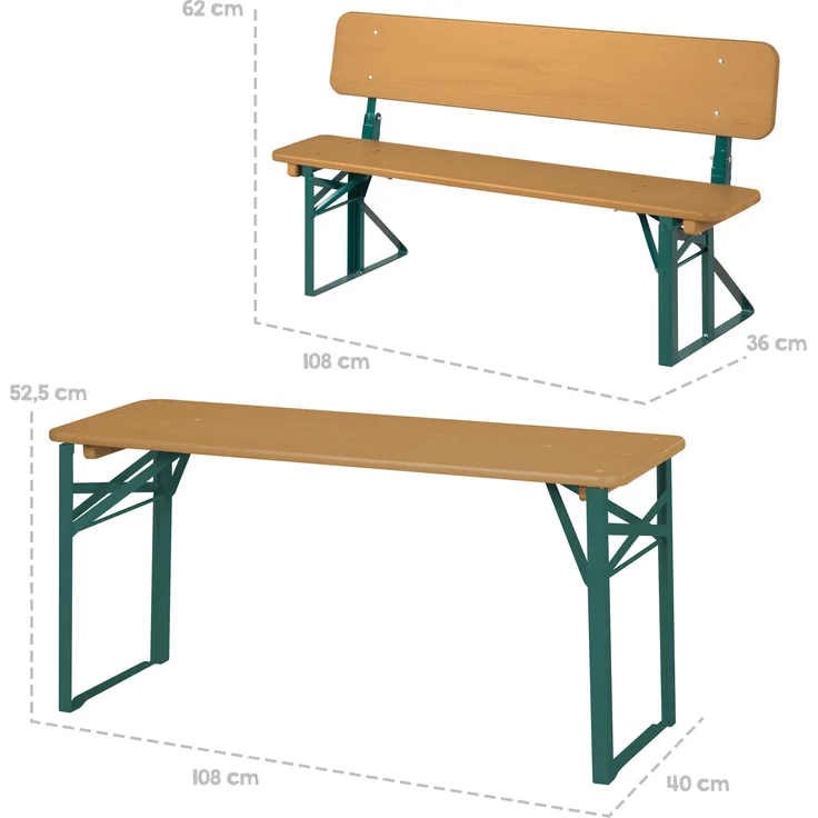 roba Outdoor Party-Garnitur für Kinder + Polster 'Little Stars' - Kindersitzgruppe mit Lehne aus FSC zertifiziertem Holz - 2 Bänke + 1 Tisch - Klappbare Sitzmöbel - Teak – Bild 3