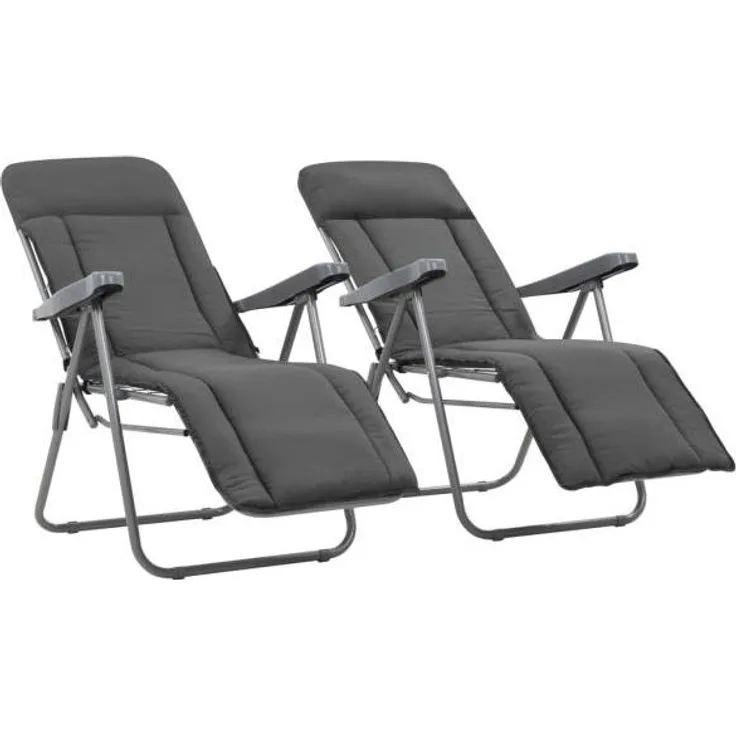 vidaXL Klappbare Gartenstühle mit Polstern 2 Stk. Grau 44320
