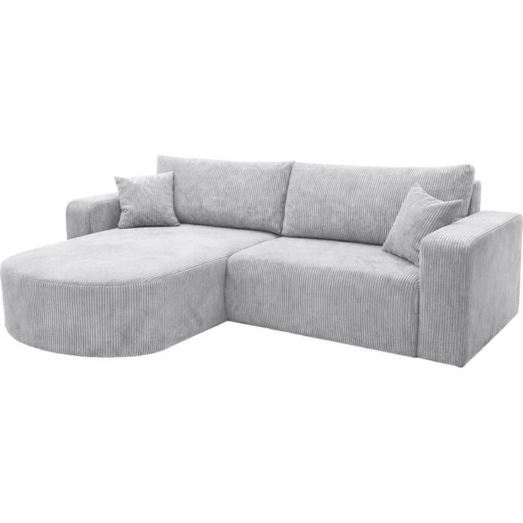 Kaiser Möbel Ecksofa mit Schlaffunktion für Wohnzimmer, Cordstoff Poso, ROUND ONE, abgerundete Form, Liegefunktion, Stauraum, modernes Design – Bild 3