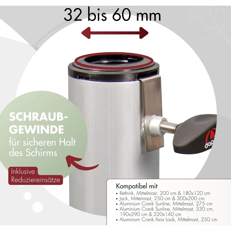 Doppler ALU Bodenhülse Universal mit Bodenanker für Rohr ø 32 - 60 mm – Bild 4