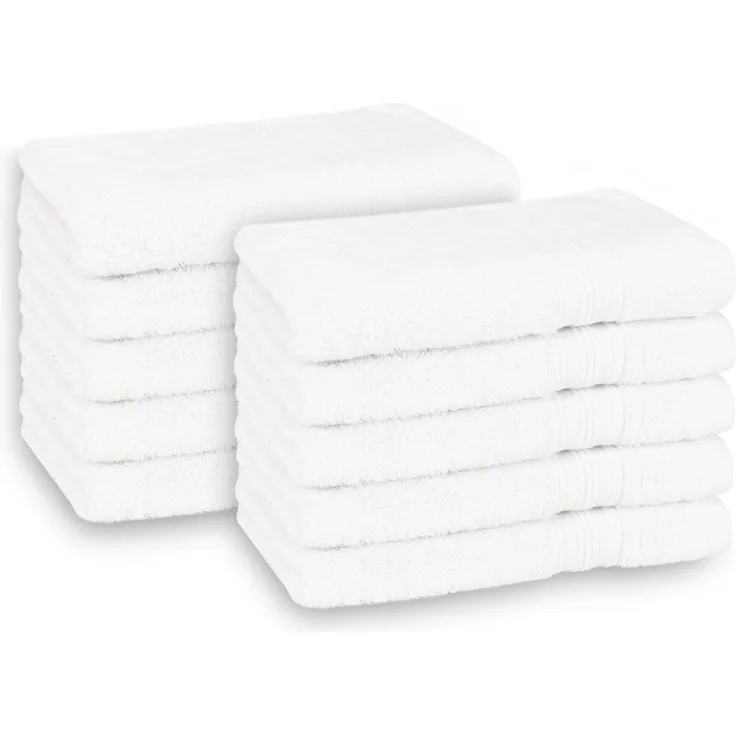 ZOLLNER 10er Set Gästehandtücher, 100% Baumwolle, 30x50 cm, weiß