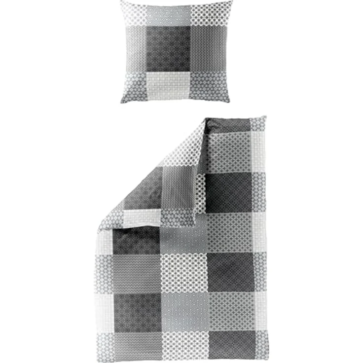 Bierbaum Bettwäsche 6277, Renforcé, 100% Baumwolle, designed in Germany, silber 15, 135x200 + 80x80 cm – Bild 4