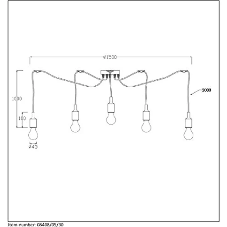 LUCIDE FIX Pendelleuchte, höhenverstellbar, 5xE27, schwarz, geeignet für LED-Lichtquellen, 2700K warmweiß – Bild 5