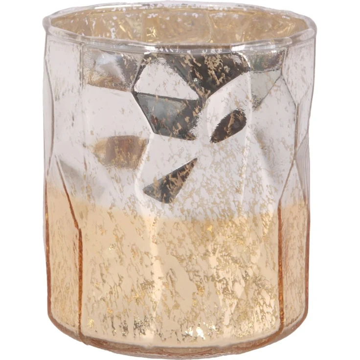 Windlicht Glas Ø 10 x 12 cm gold weiß