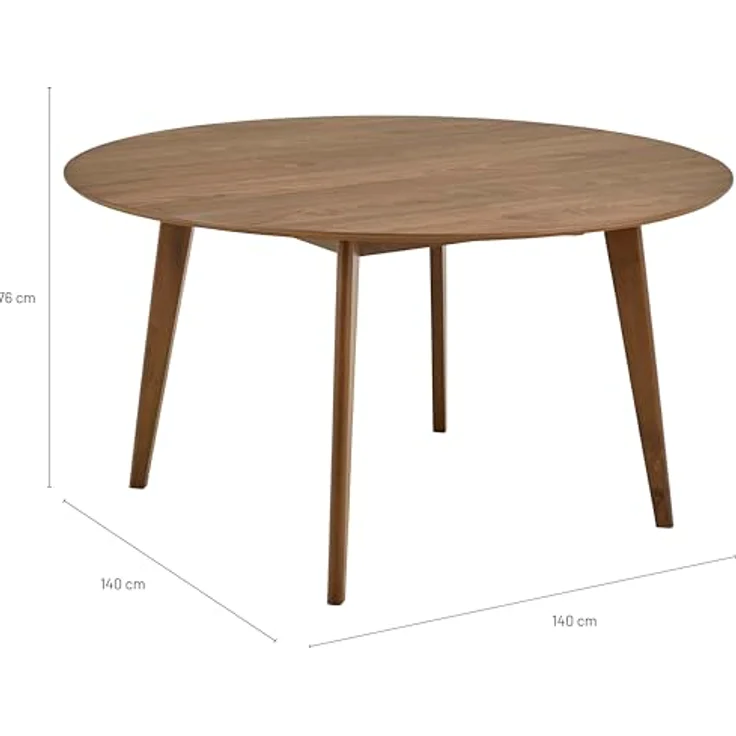 AC Design Furniture Roxanne rund Esstisch, Tischplatte matt Walnuss UV Lackiert Funier, Gestell Walnuss gebeizt SH Lack Rubberwood, Ø140x76 cm – Bild 4
