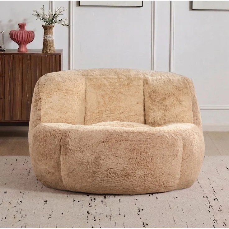 Sitzsack-Sofa 106cm×110cm×77cm in Multicolor – weicher Kunstfell-Bezug, mit Griff und rutschfester Unterseite – Bild 4