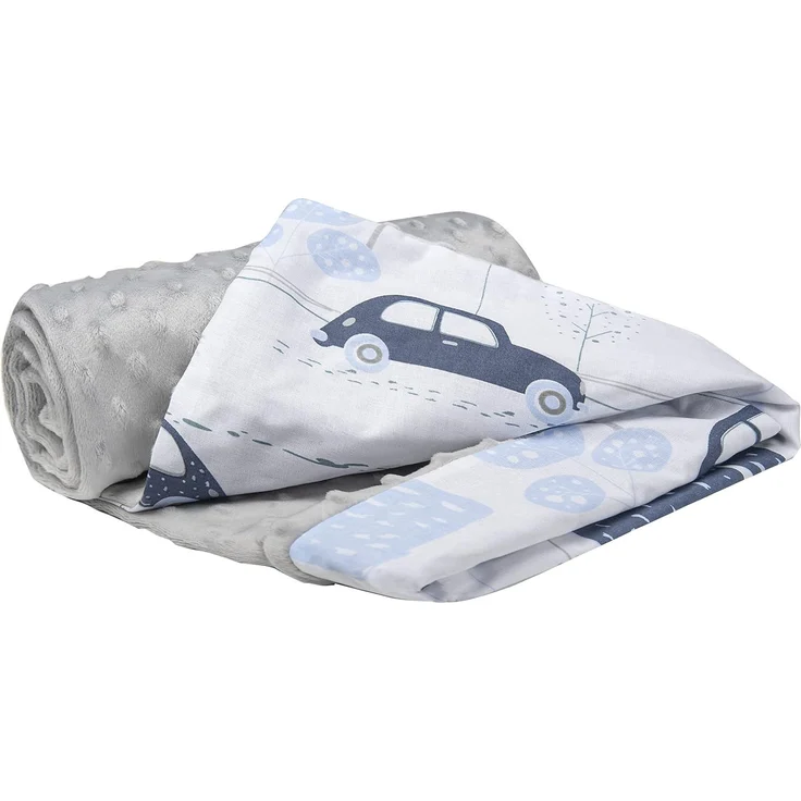Medi Partners Babydecke Baby Decke Neugeborenen - Kuscheldecke Geschenk Babydecken 75x100cm für Kleinkinder Mädchen Krabbeldecke Kinderbett Kinderwagen 100% Baumwolle (Retro-Autos mit grauem Minky) – Bild 1