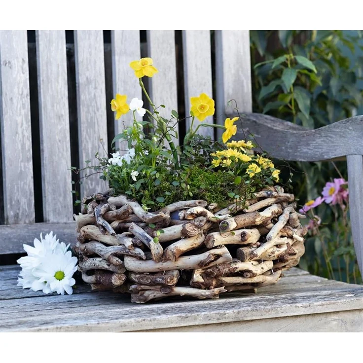 Pflanzer aus Treibholz rund, Ø 38 cm, Pflanzschale, Blumentopf, Pflanztopf, Pflanzgefäß, Gartendeko für Draußen – Bild 2