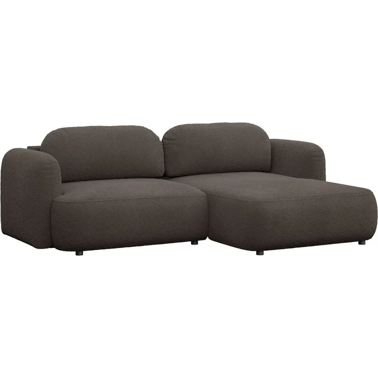Selsey Tvoya Ecksofa mit Schlaffunktion, Ottomane rechts, Bouclé Braun – Bild 1
