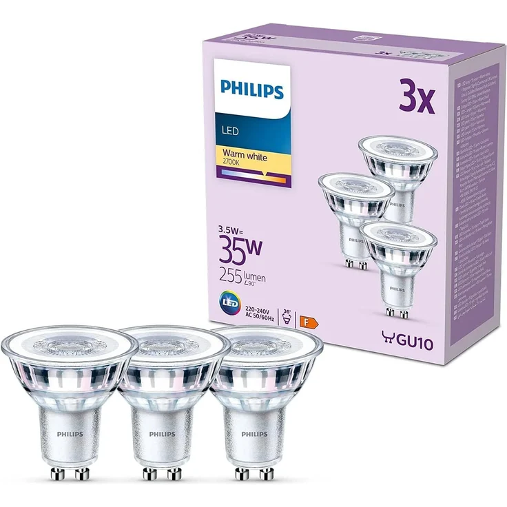 Philips LED classic Lampe 35W GU10 Warmweiß 255lm Silber 3er P
