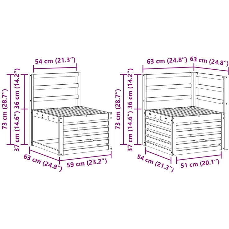 vidaXL Outdoor-Sofagarnitur 7 stk. 7-Sitzer Weiß Massivholz Akazie 3392429 – Bild 7