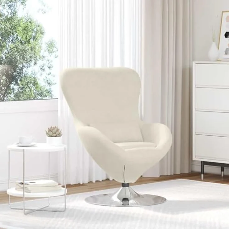 vidaXL Eiersessel Creme Samt 42002733 – Bild 3