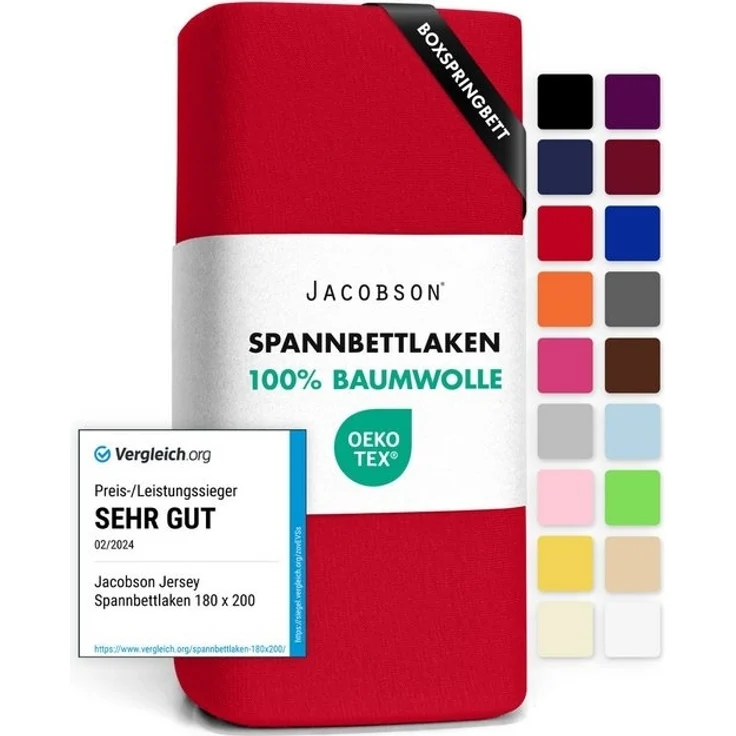 Jacobson Spannbettlaken BOXSPRING & ÜBERLÄNGE aus 100% Baumwolle, für hohe & lange Matratzen, Jersey Bettlaken 160 g/m², OEKO-TEX® – Bild 4