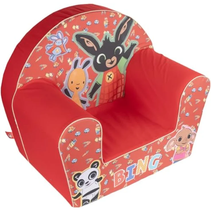 Bing Kindersessel – bequem und sicher, lustiges Design mit Bing und Flop – perfekt für Kinderzimmer und Spiel-Ecken (rot) – Bild 4