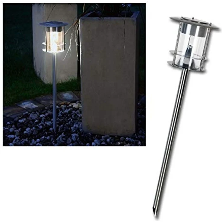 Solarlampe Edelstahl, superhell warmweiß, Dämmerungsschalter – Bild 3