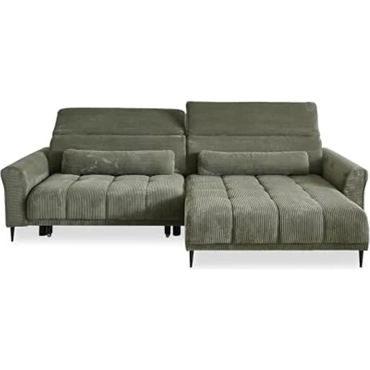 Wohnlandschaft >Wolve< elektr. Sitzverstellung, 2 Kissen, Cord grün - 277x108x179cm (BxHxT) – Bild 4