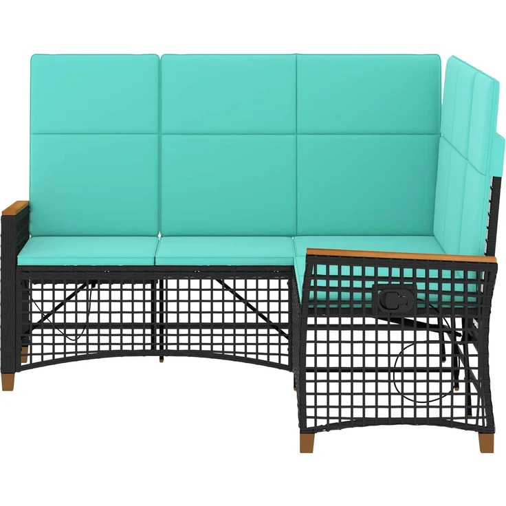vidaXL Garten Liegesofa Set Schwarz und Türkis 164 x 164 x 112 cm 42026828 – Bild 5