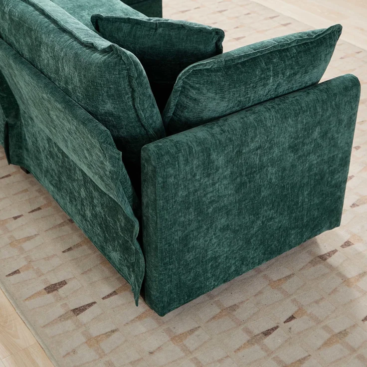 Cloud-Sofa 3 Sitzplätze (ohne Stuhlschläger),moderne Kombinationssofa geeignet für das Wohnzimmer Schlafzimmer und Wohnung bequeme Doppel-Kissenkissen atmungsfreier 80% Schneier Stoff,Schneier Stoff,grün, – Bild 6