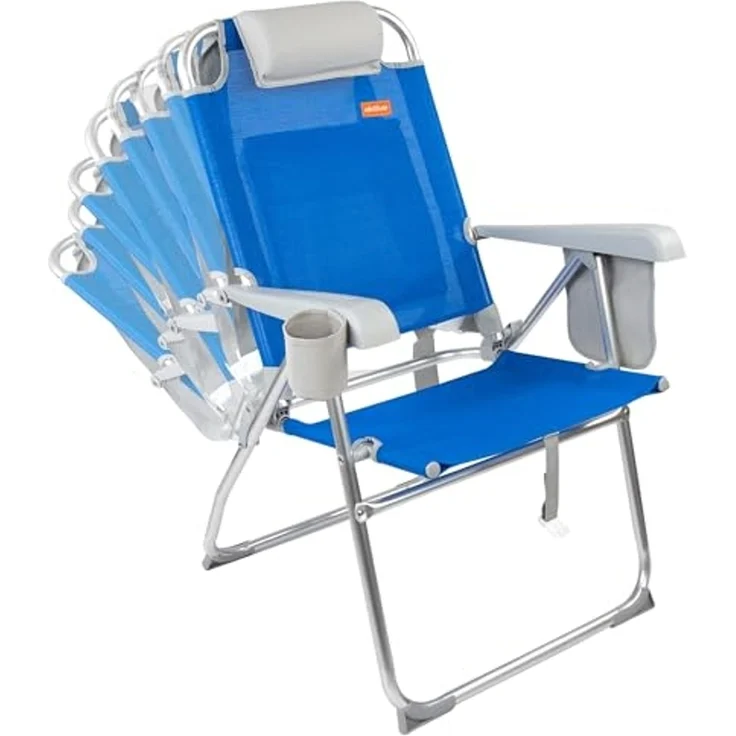AKTIVE 62631 Strandstuhl, zusammenklappbar, sehr robust, tragbarer Klappstuhl, 47 x 63 x 99 cm, inkl. Kissen, Gittertasche und Seitentasche, Strandstühle – Bild 5