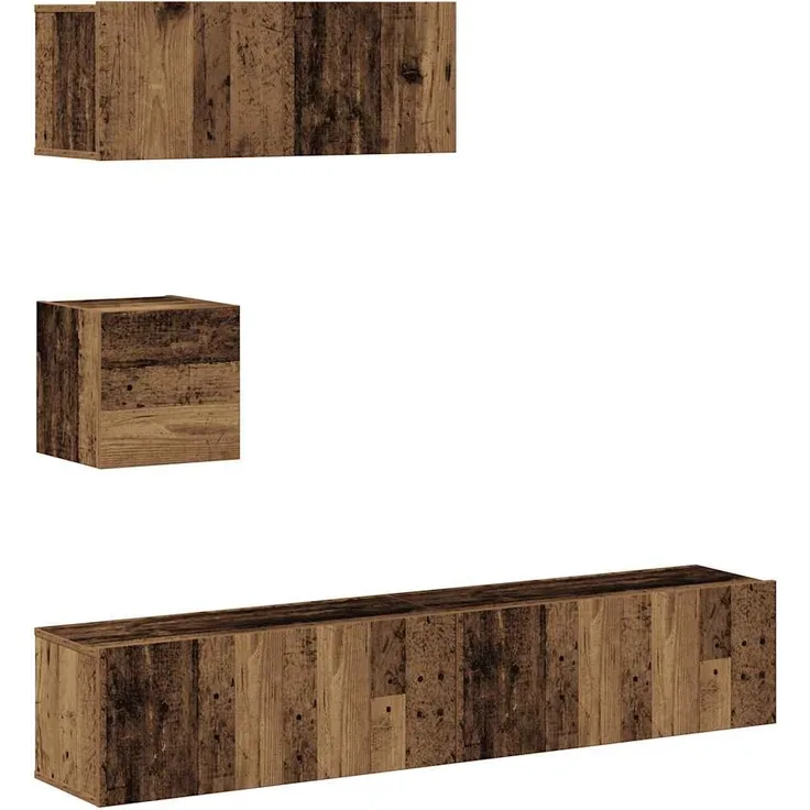 vidaXL 4-tlg. TV-Schrank-Set Wandmontage Altholz-Optik Holzwerkstoff 3329155