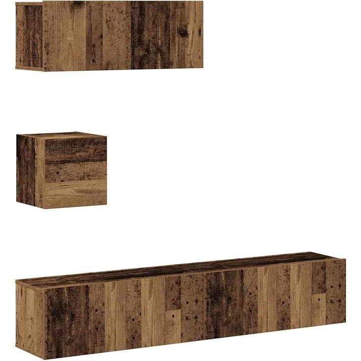 vidaXL 4-tlg. TV-Schrank-Set Wandmontage Altholz-Optik Holzwerkstoff 3329155 – Bild 1