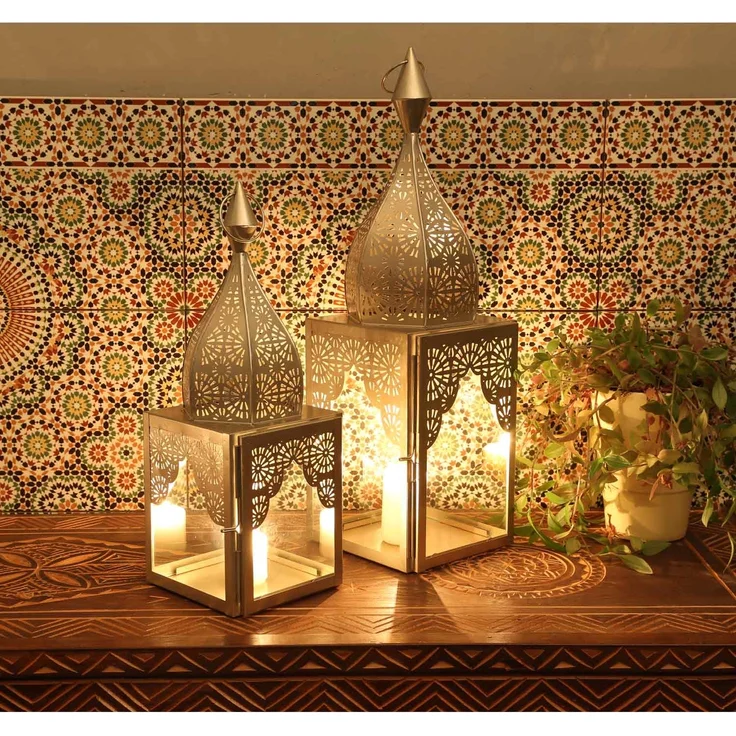 Orientalisches Windlicht Modena Silber L&M – Bild 11