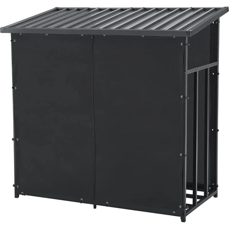 Brennholzregal Yakutat Schwarz 145x143x70 cm [casa. pro] – Bild 2