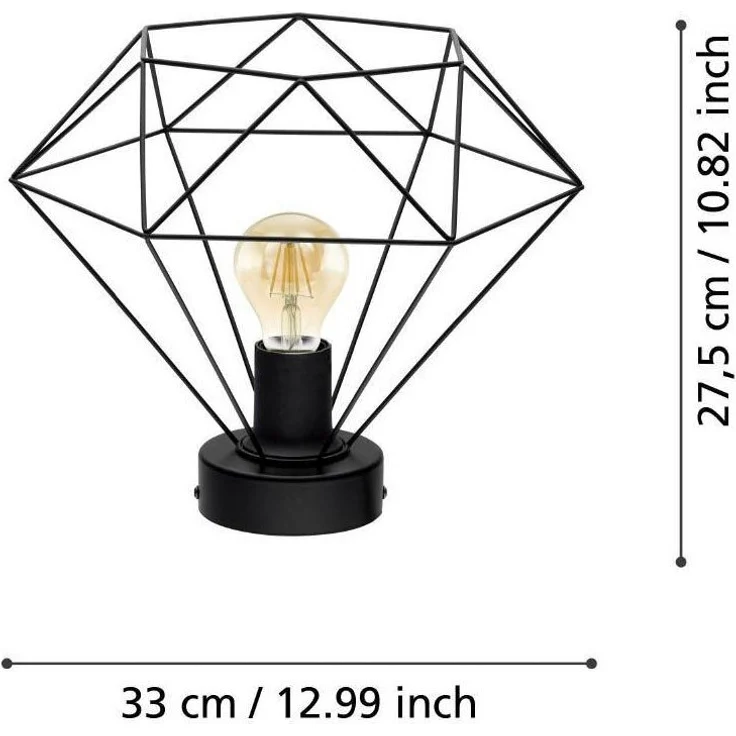 Eglo 43004 Deckenleuchte TARBES E27 1X40W Stahl schwarz Ø32,5cm H:27,5cm dimmbar – Bild 3