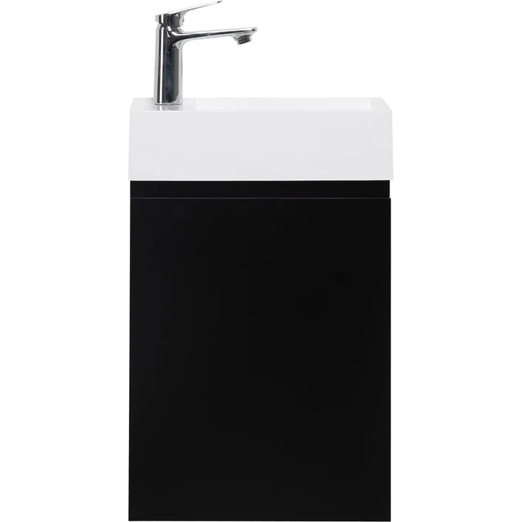 Badplaats Gäste-WC Waschtisch Set Angela 40 x 22 cm Schwarz Matt - Platzsparend Badmöbel Set mit Waschbecken und Unterschrank, Soft-Close – Bild 5