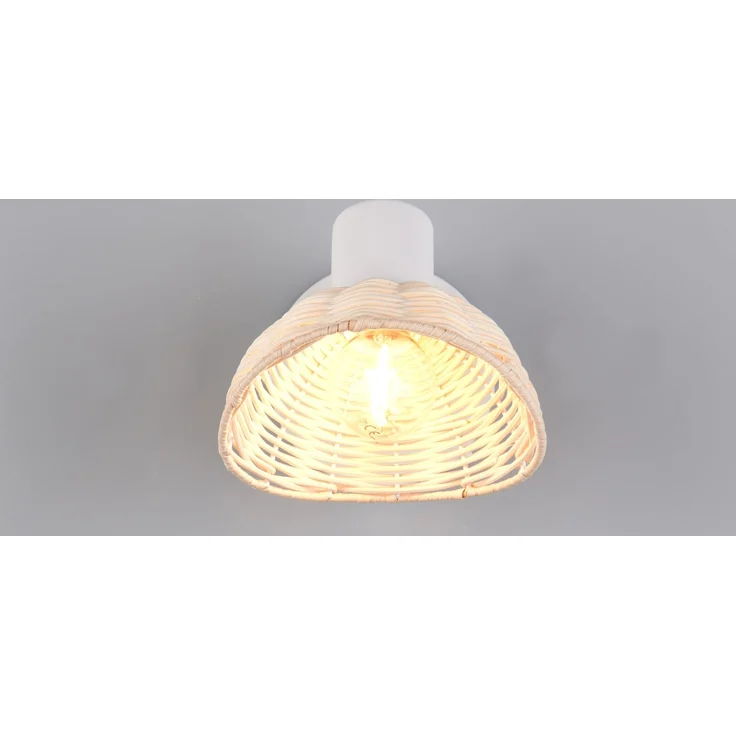 Wandstrahler CALVI mit Schalter & Rattan Lampenschirm, Breite 13cm – Bild 6