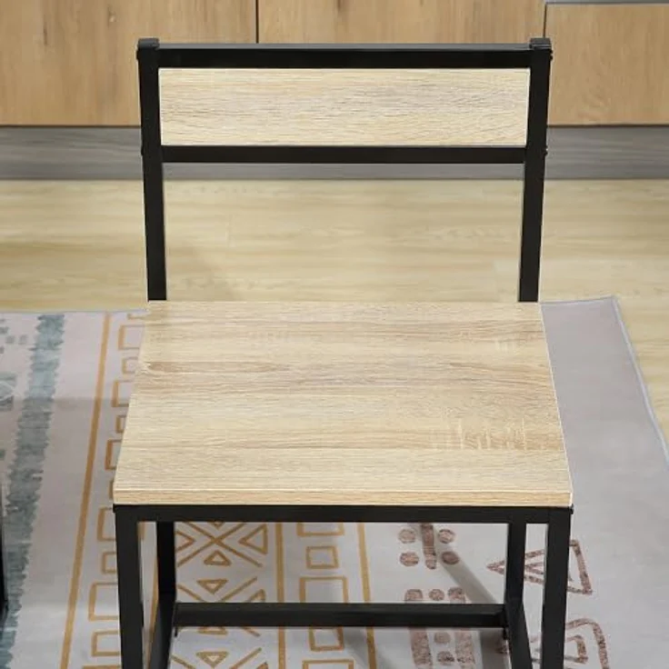 HOMCOM Esstisch, Eiche, Metall, 90x76x47 cm, industrielles Design, inkl. 2 Stühlen, platzsparend – Bild 9