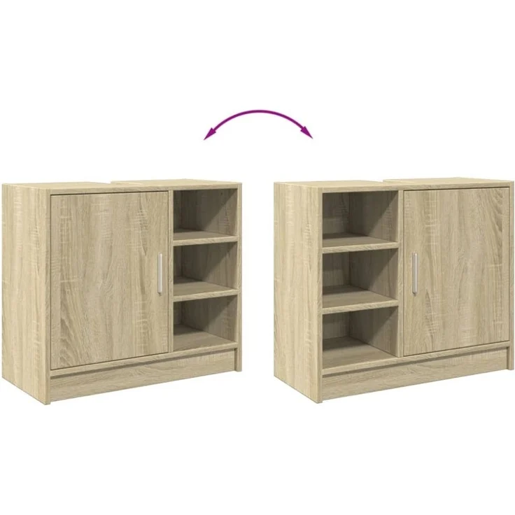 vidaXL Waschbeckenunterschrank Sonoma-Eiche 63x29x55 cm Holzwerkstoff 848131 – Bild 4
