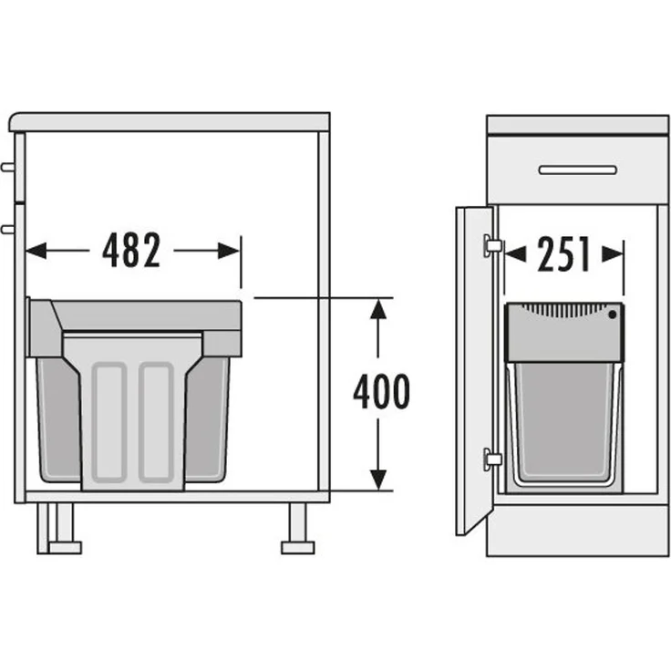 HAILO 3666-10 Abfallsorter 30 (2x15) Liter TANDEM ab 30 cm Schrankbreite – Bild 2
