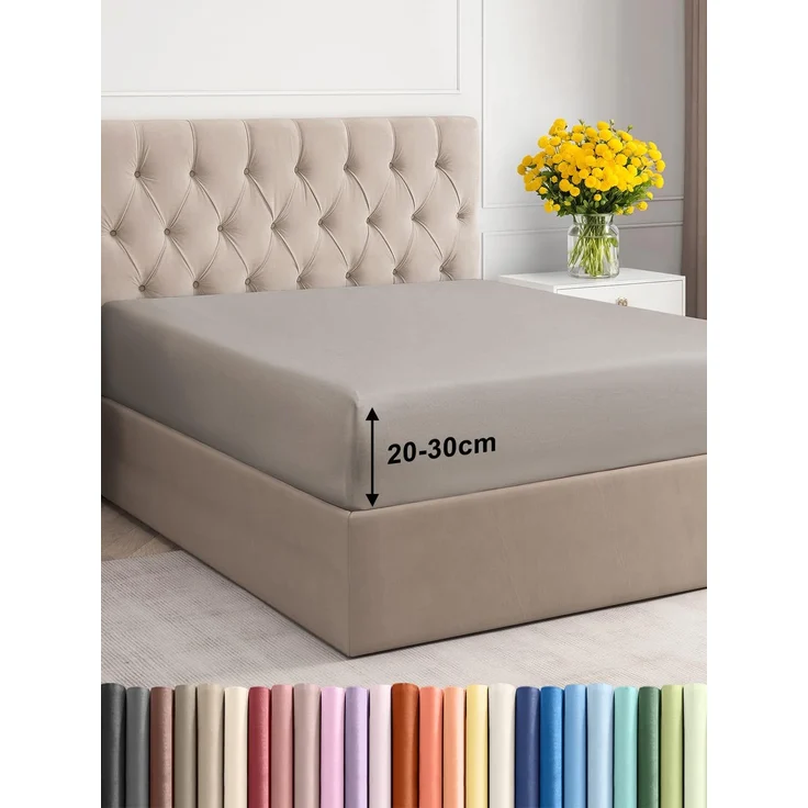 Spannbettlaken 120x200 cm - Für Matratzen bis 30 cm Höhe (12") - Weiche Gebürstete Polyester Mikrofaser - Knitterfrei, Schrumpf- und Farbbeständig - Oeko-TEX Zertifiziert - Hellgrau Bettlaken