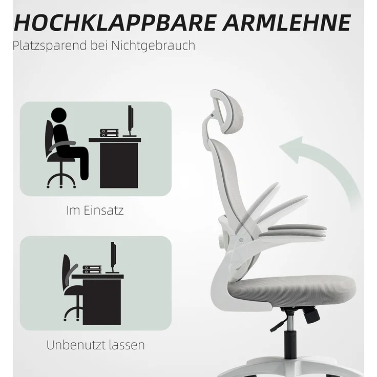 HOMCOM Bürostuhl (Computerstuhl, 1 St), hochklappbare Armlehnen – Bild 8