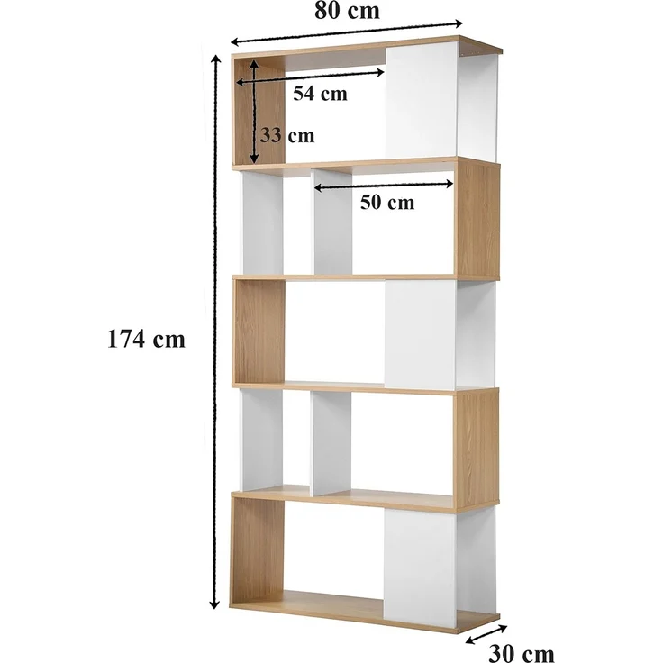 Casâme Bücherregal in Weiß- und Eichendekor - H173,5 cm - Weiß – Bild 4