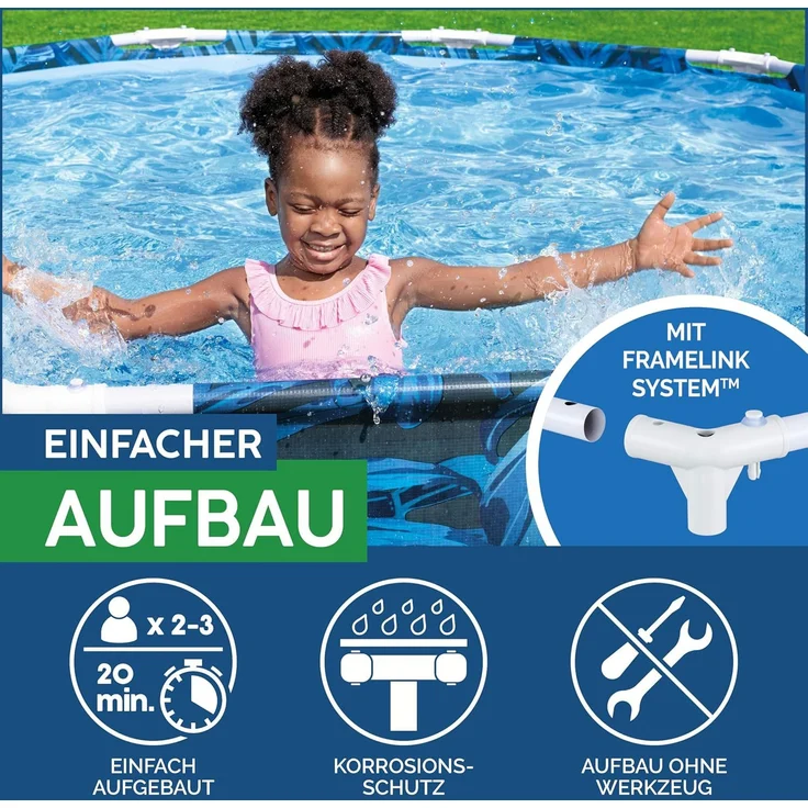 Steel Pro™ Frame Pool ohne Pumpe Ø 305 x 66 cm, tropisches Blatt-Design, rund – Bild 7